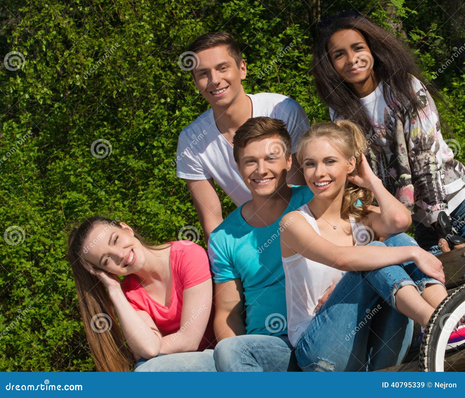 Multi Ethnic Group of Friends in a Park Stock Image - Image of nature ...