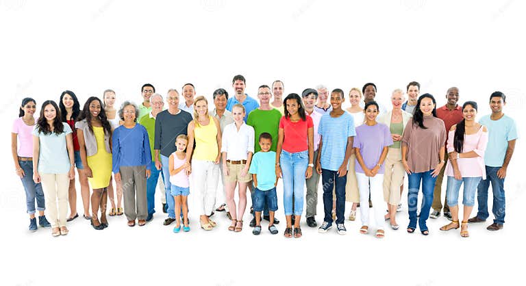 Multi-ethnic Group of People Standing Still Stock Image - Image of ...