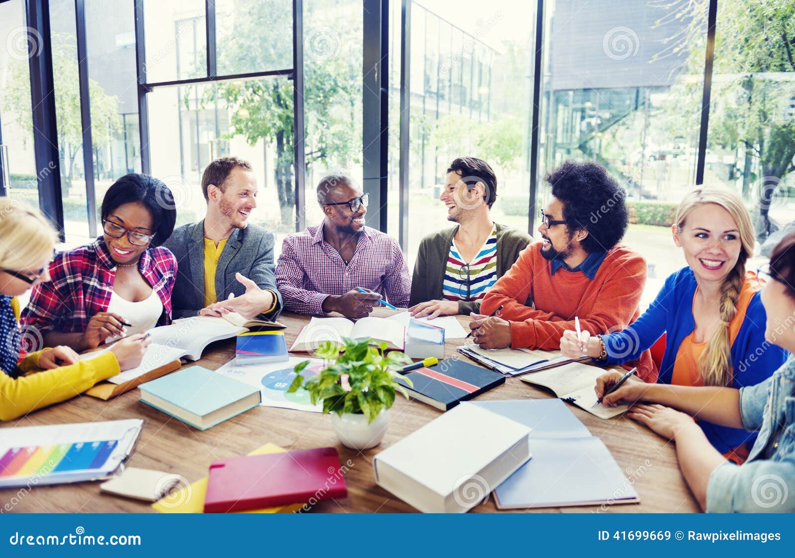 multi-ethnic group of people working together