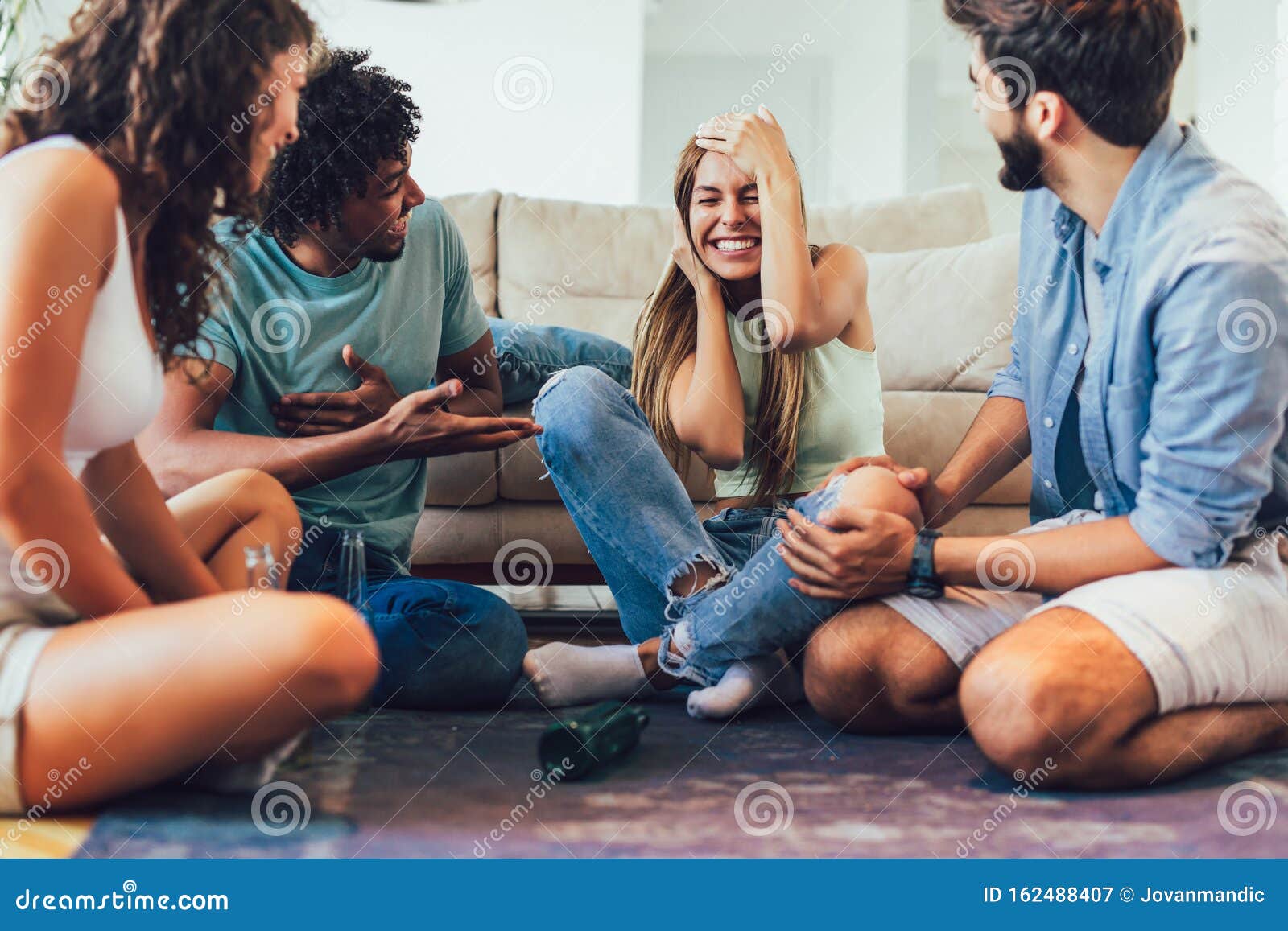 Multi-ethnical Group Playing `truth or Dare` Game Stock Image ...