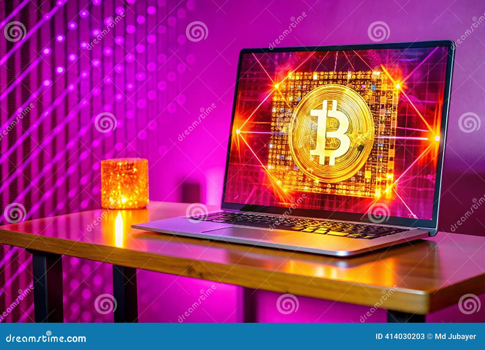 Multi Exposure of Blockchain Theme Hologram and Table with Computer  Background. Concept of Bitcoin Crypto Currency Stock Illustration -  Illustration of multi, laptop: 414030203