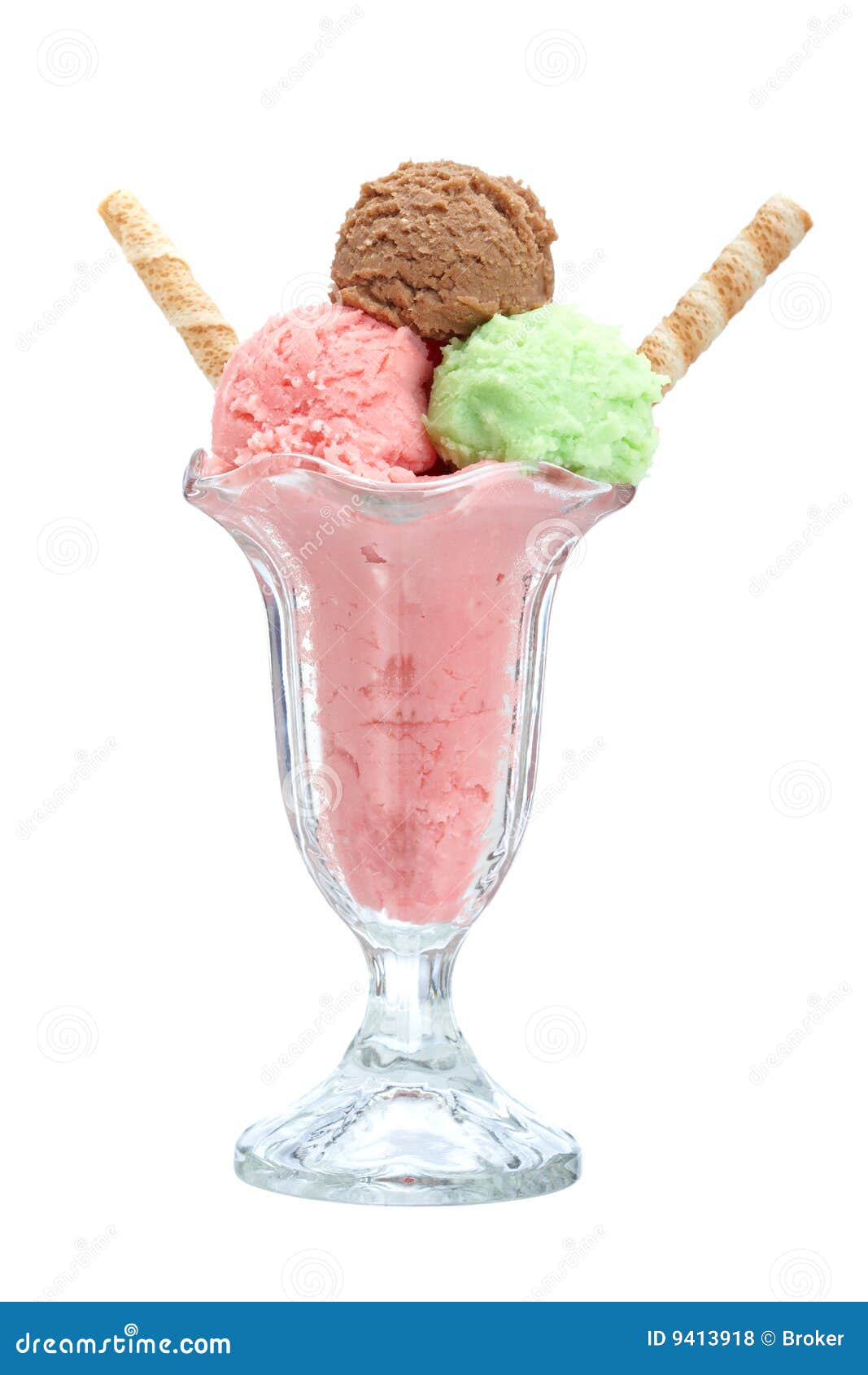 multi flavor ice cream glass