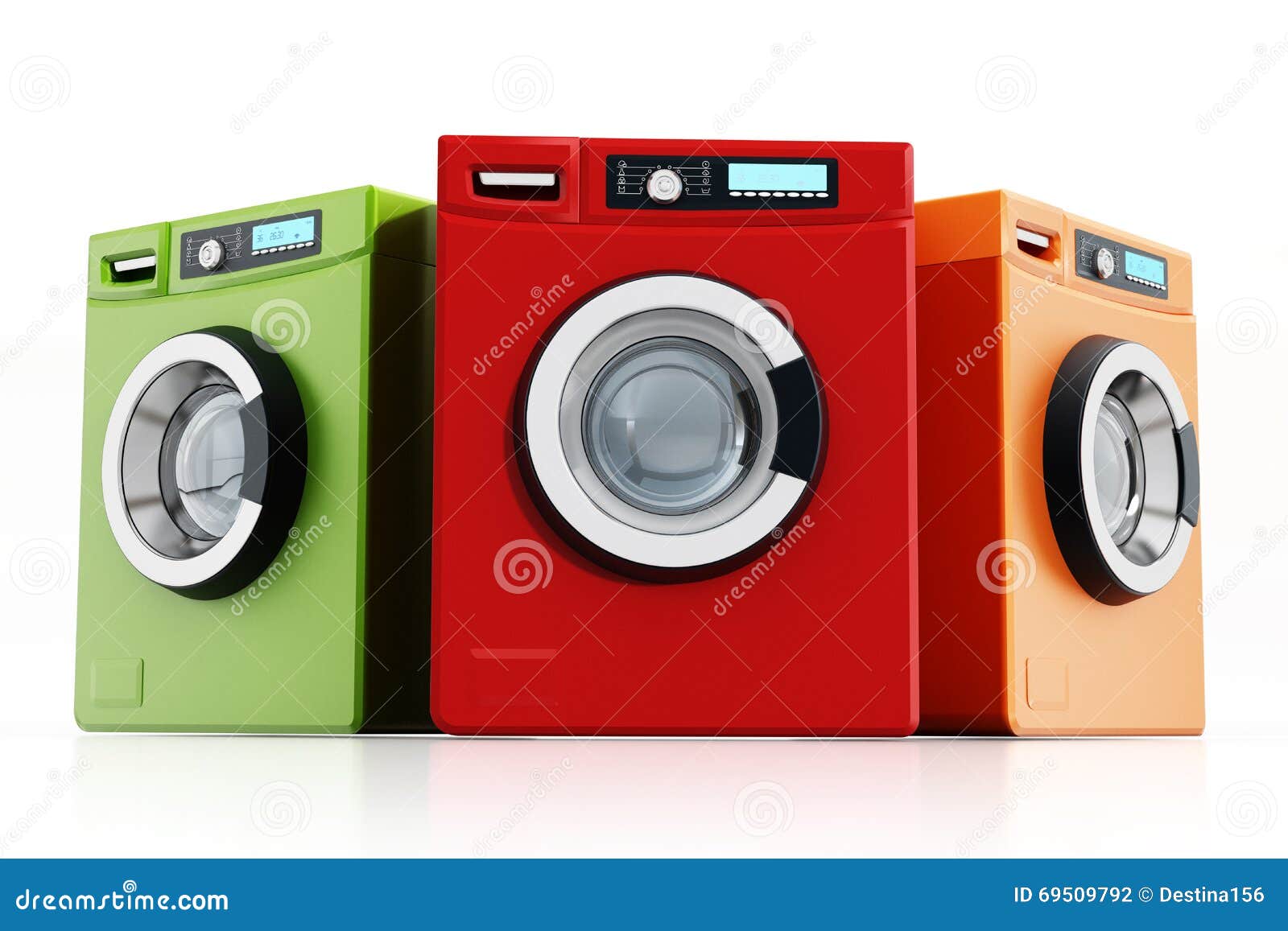 landheer Jood studio Multi Gekleurde Wasmachines Stock Illustratie - Illustration of  enkelvoudig, groen: 69509792