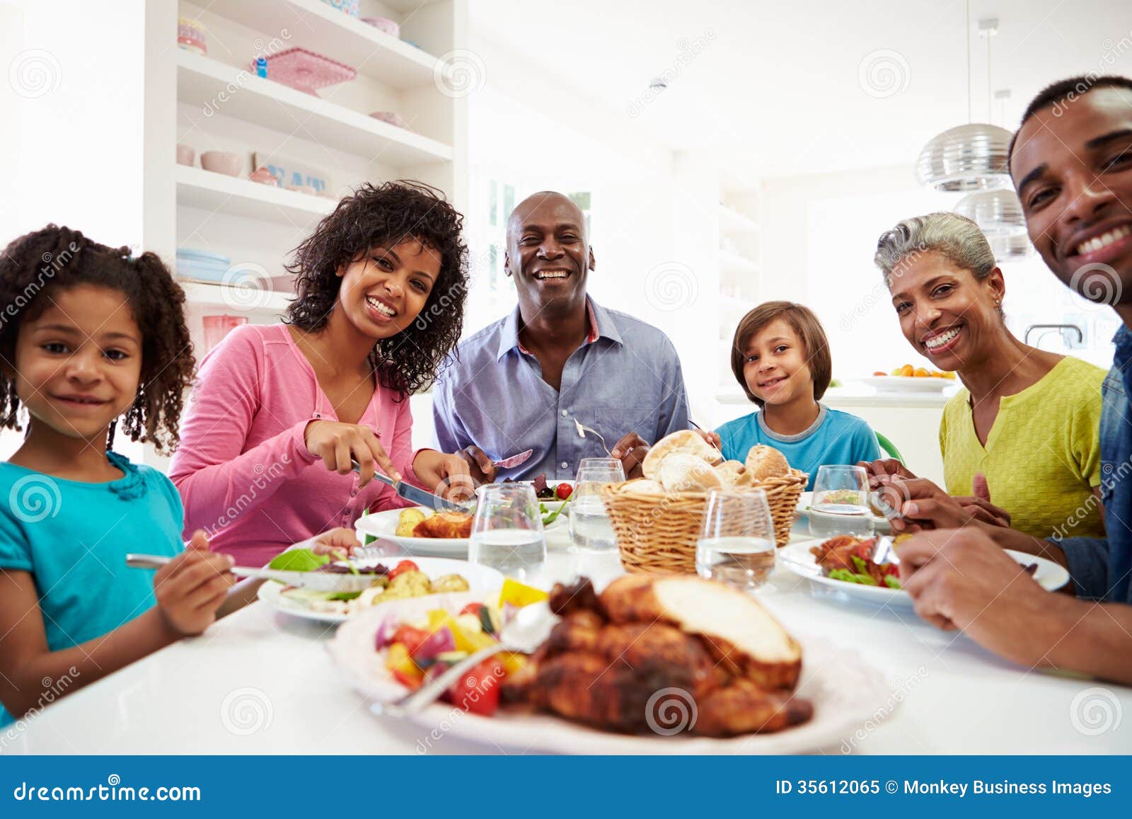 Black Family Eating Dinner Together