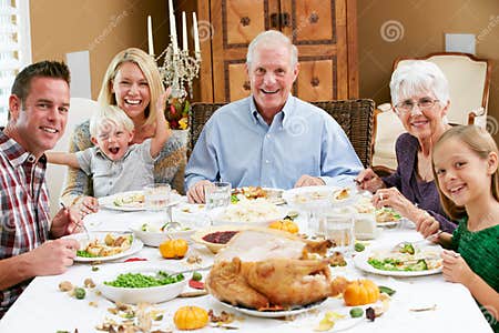 Multi Generation Family Celebrating Thanksgiving Stock Image - Image of ...