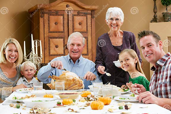 Multi Generation Family Celebrating Thanksgiving Stock Image - Image of ...