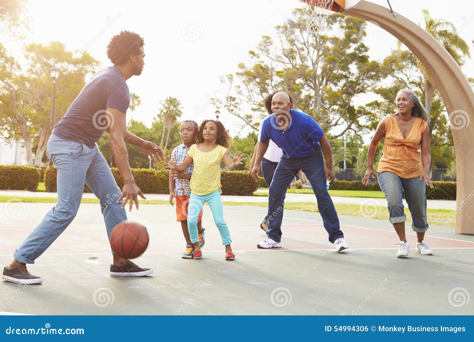 Multi Generation Family Playing Basketball Together Stock Photo Image of mother, sport 54994306