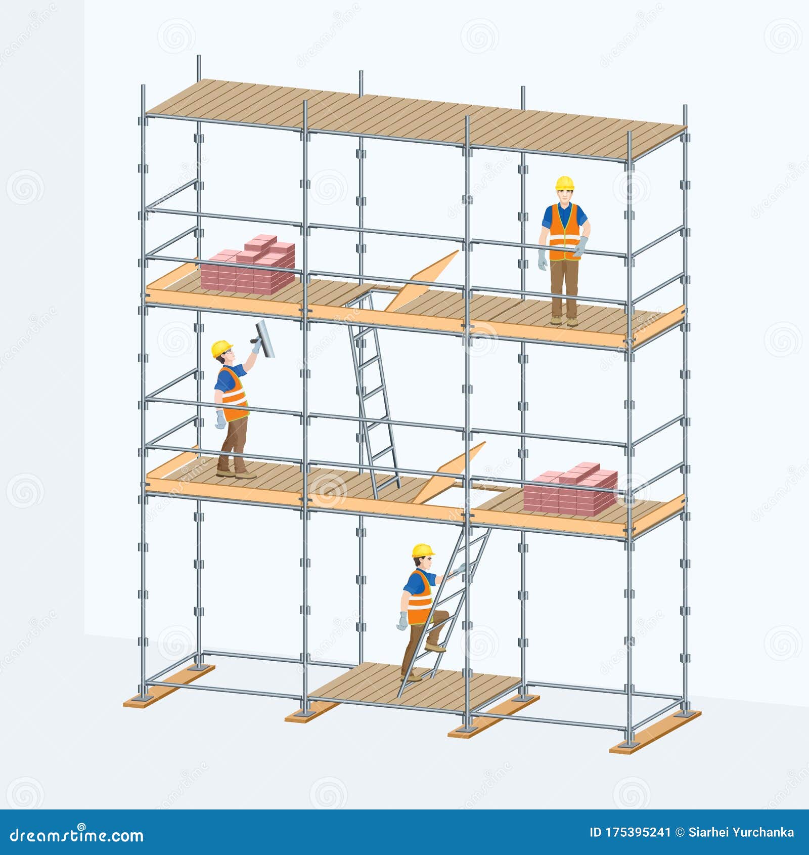 multi-level scaffolding with workers on them