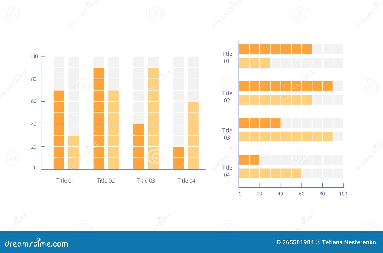 Multi-set Bar Infographic Chart Design Template Set Stock Vector