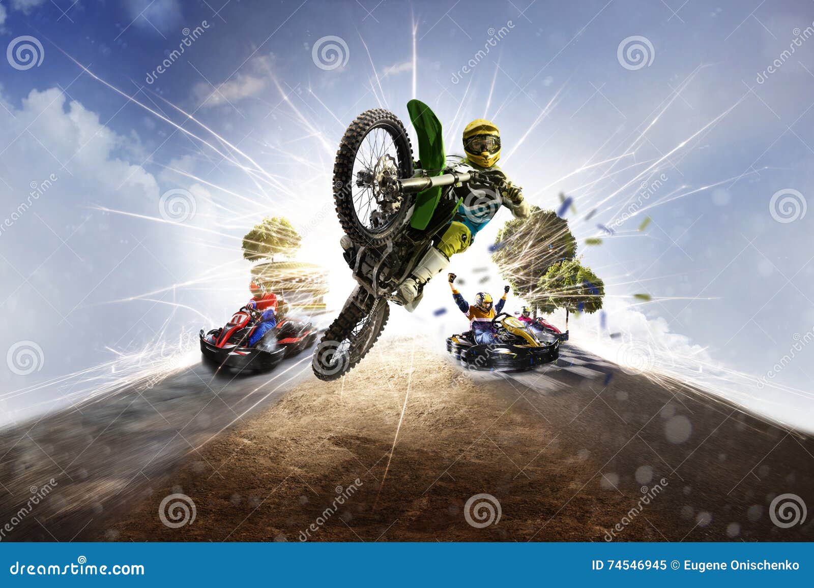 multi sports motorsport collage dirt bike karting