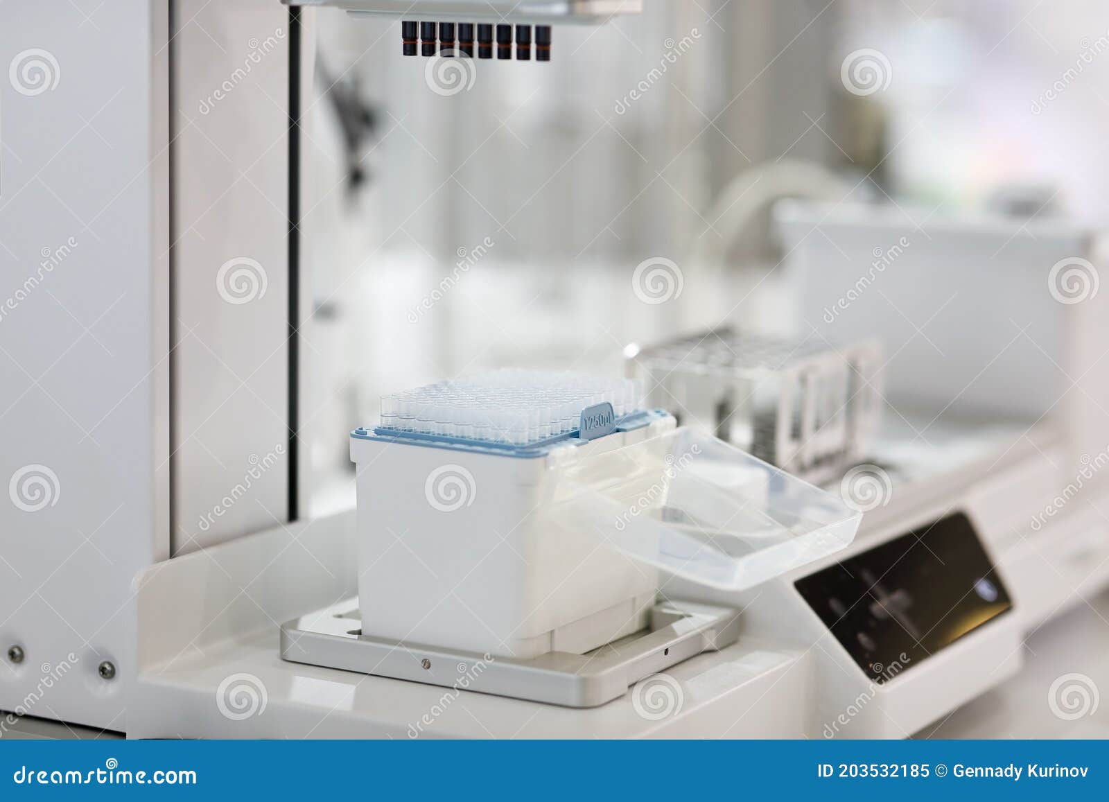 Multichannel Pipetting Equipment in a Laboratory Stock Image Image of