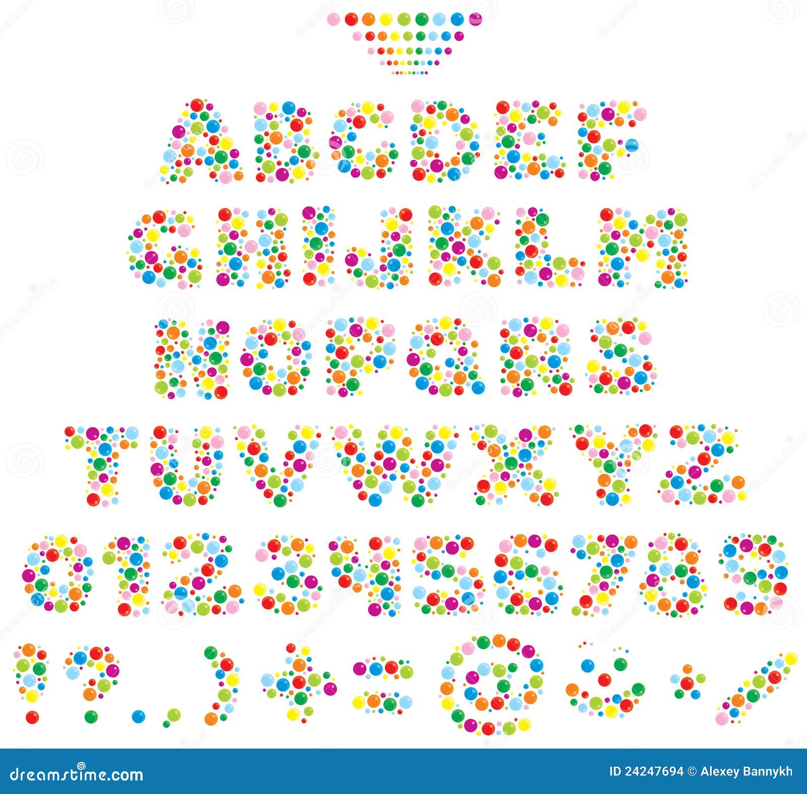 Multicolor barnstilsort. Bollar color gjord texttyp vektor
