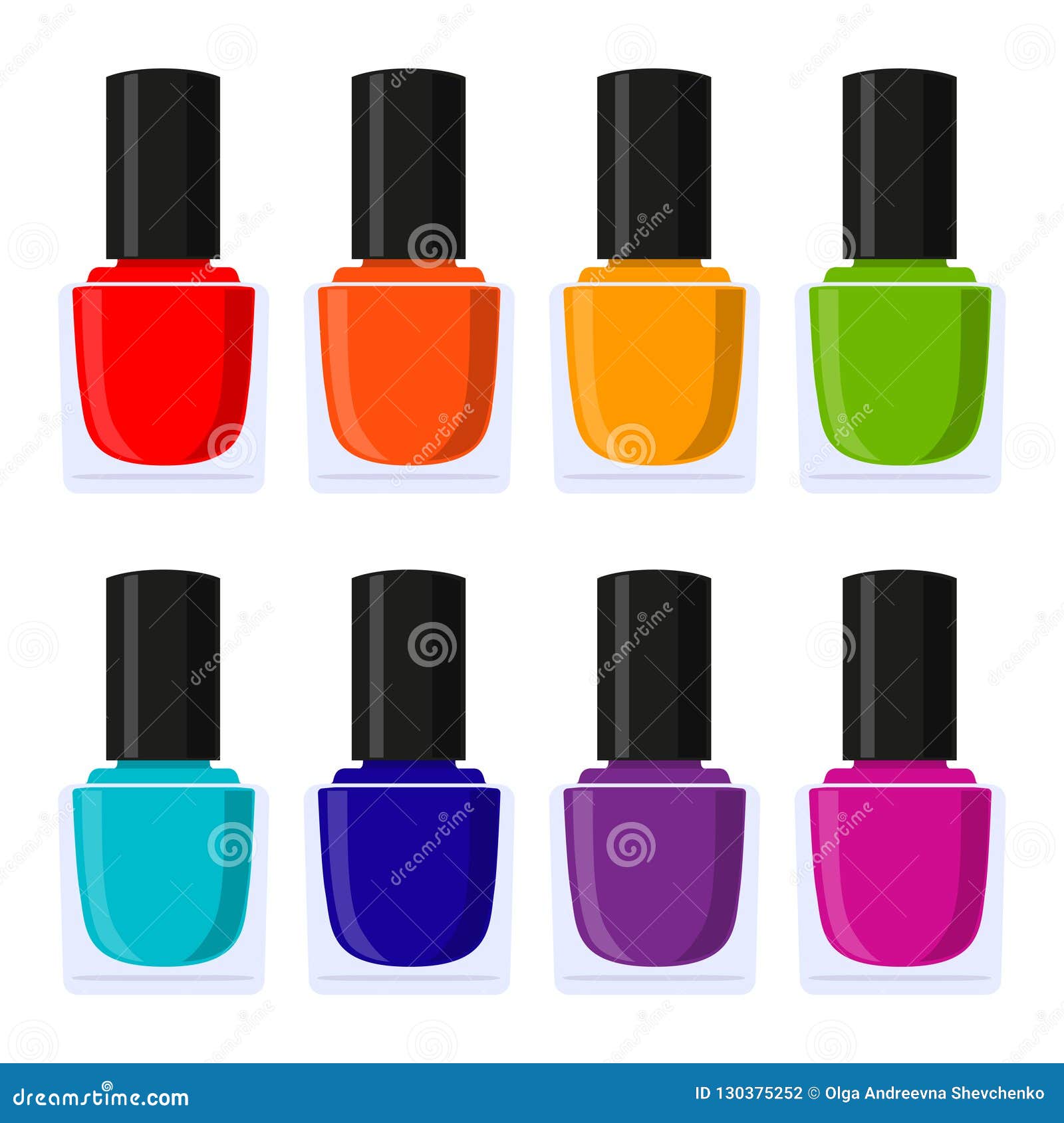 Multicolor Cartoon Nail Polish Collection Stock Vector - Illustration ...