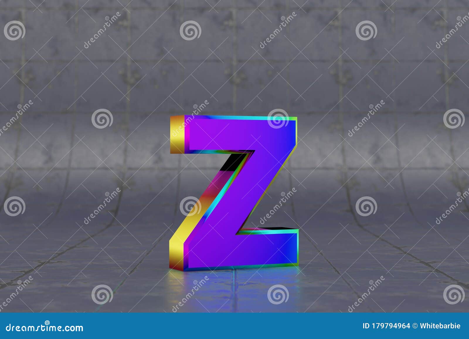 Multicolor 3d Letter Z Lowercase. Glossy Iridescent Letter on Tile ...