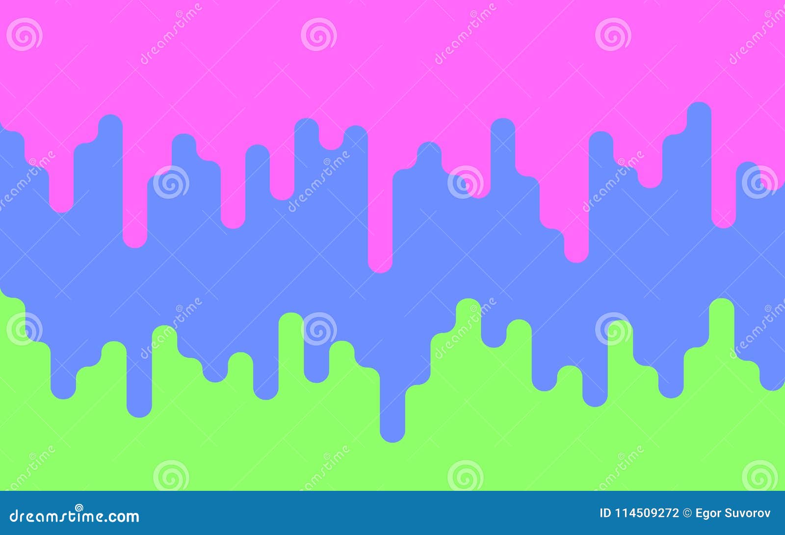 Multicolor Dripping Paint. Drips of Paint on a Green Background. Bright