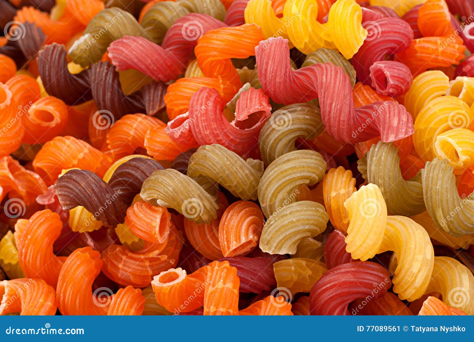 Multicolor Dry Swirl Pasta Background Stock Image Image of ingredient