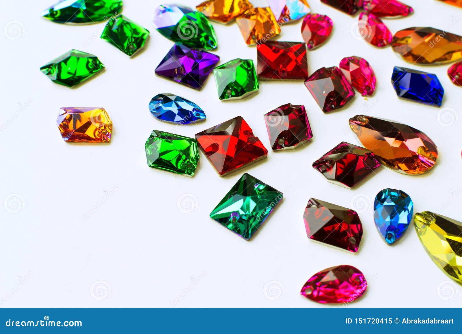 Multicolor Rainbow Rhinestones Scattered on White Background Stock Image -  Image of multicolor, blue: 151720415