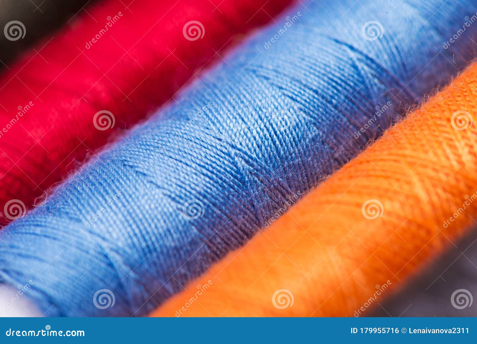 Multicolor Sewing Threads. Close Up. Macro Stock Photo Image of