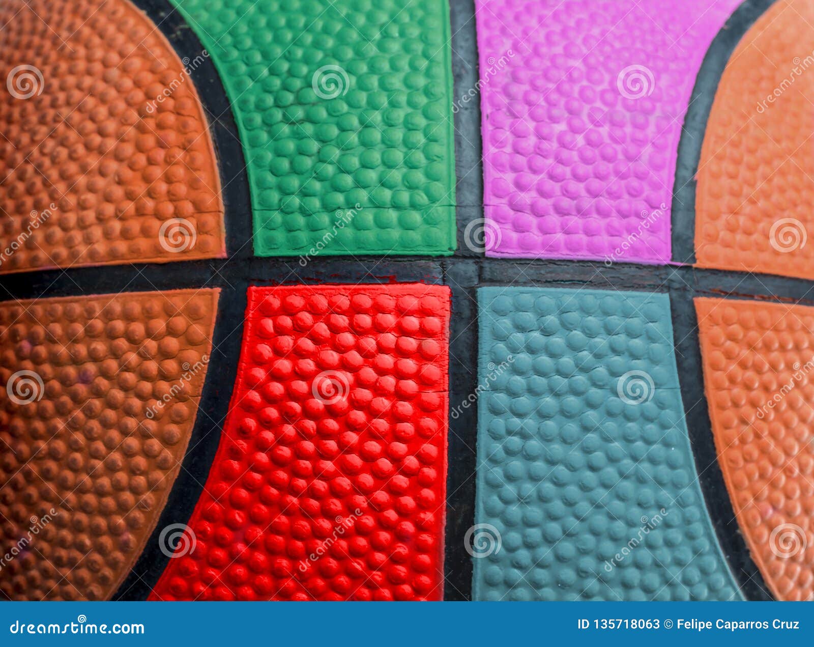 Multicolor Texture Detail of a Balloon of Basketball Stock Image