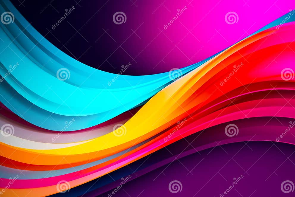Multicolored Abstract Background with Wavy Lines on Black Background Multicolored Abstract Background with Wavy Lines on Black Background