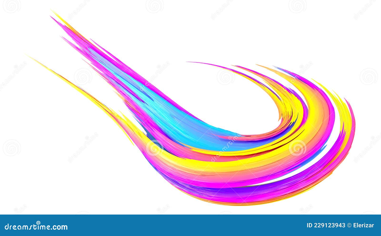 Multicolored Abstract Twisted Brush Stroke. Bright Curl, Artistic