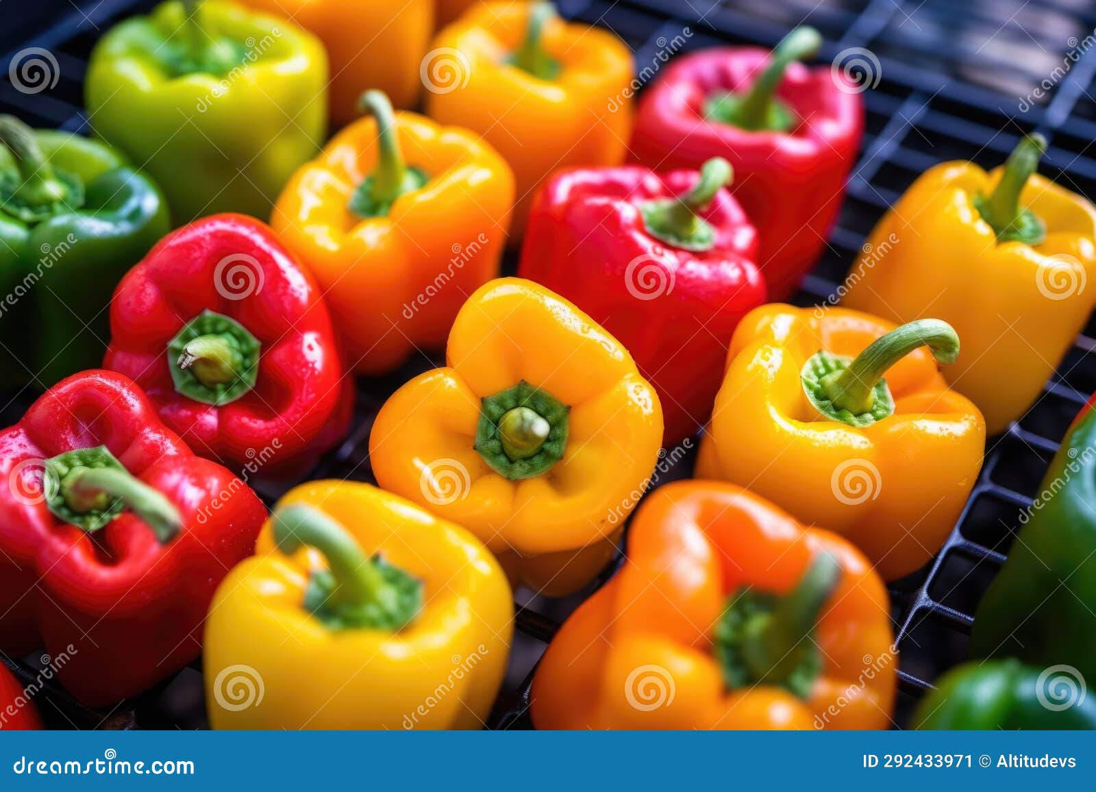 Multicolored Bell Peppers with Grill Scorer Marks Stock Image Image