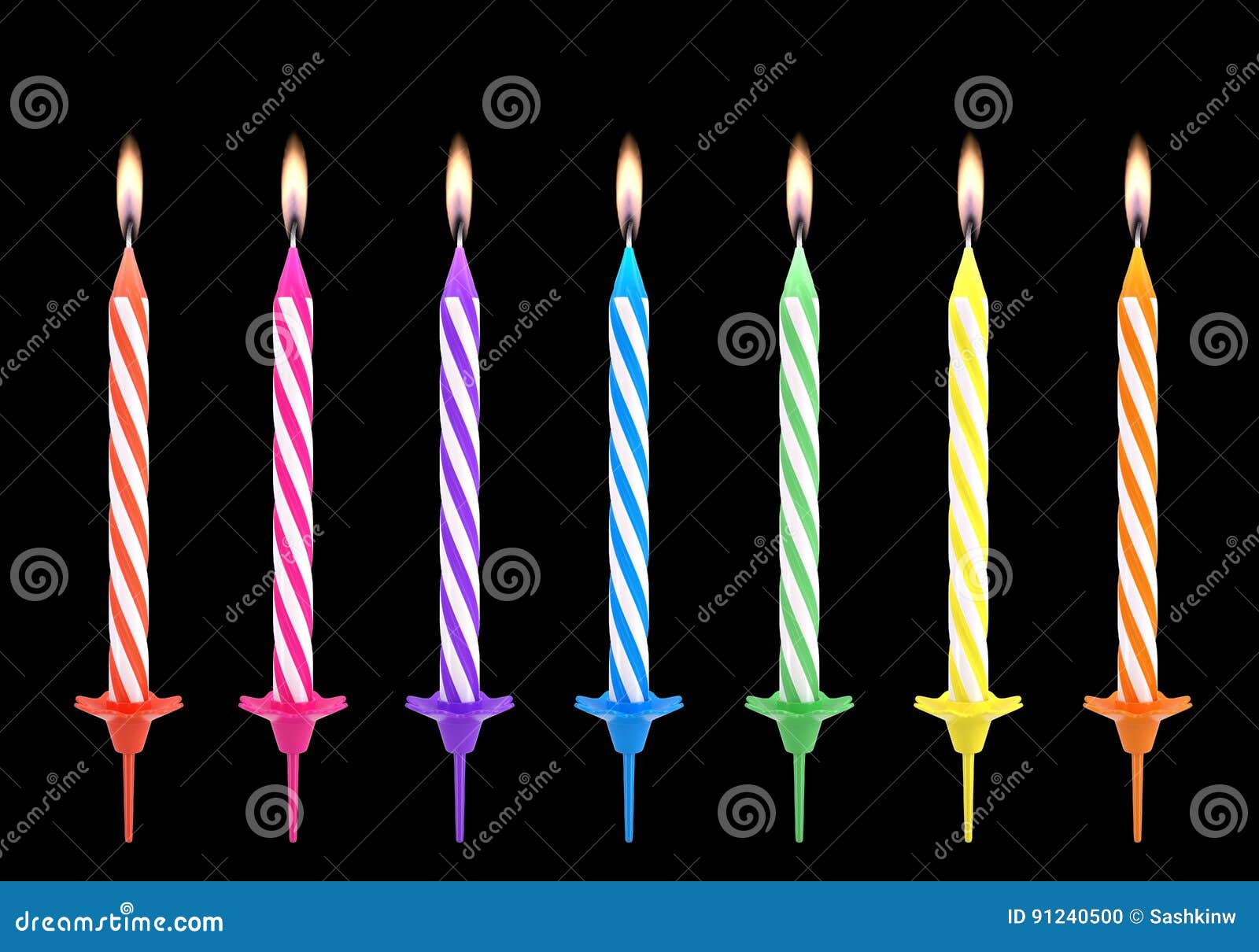 multicolored birthdays candles  on black background