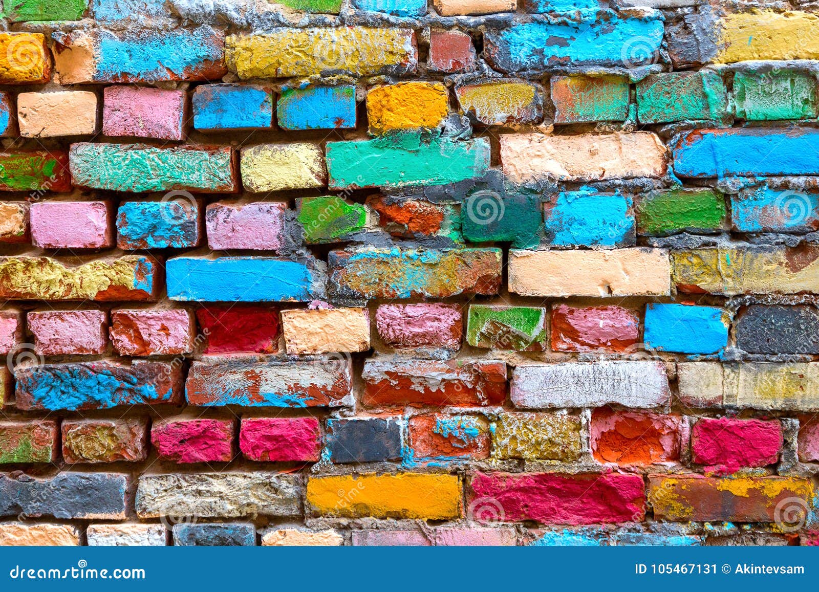 Multicolored Bricks of an Old House Wall Stock Image - Image of decor ...