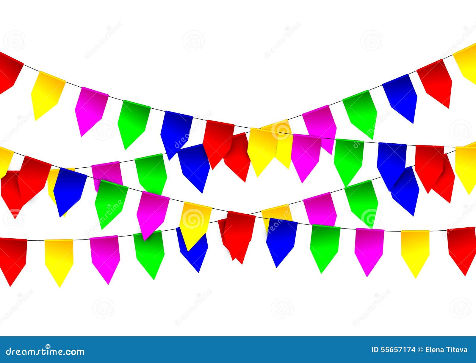 Multicolored Bright Flags Garlands on White Background Stock Vector -  Illustration of carnival, decoration: 55657174