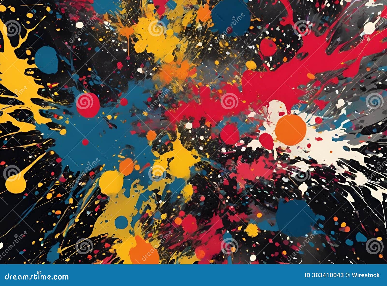 A Multicolored Burst Of Paint On Black Canvas Print Stock Illustration a-multicolored-burst-of-paint-on-black-canvas-print-stock-illustration