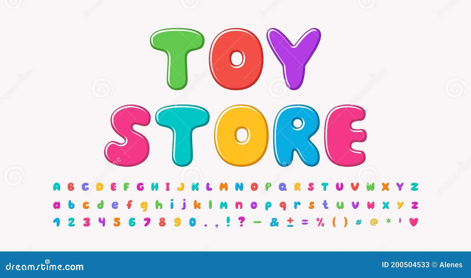multicolored cartoon alphabet bubble shape font rainbow bright colors