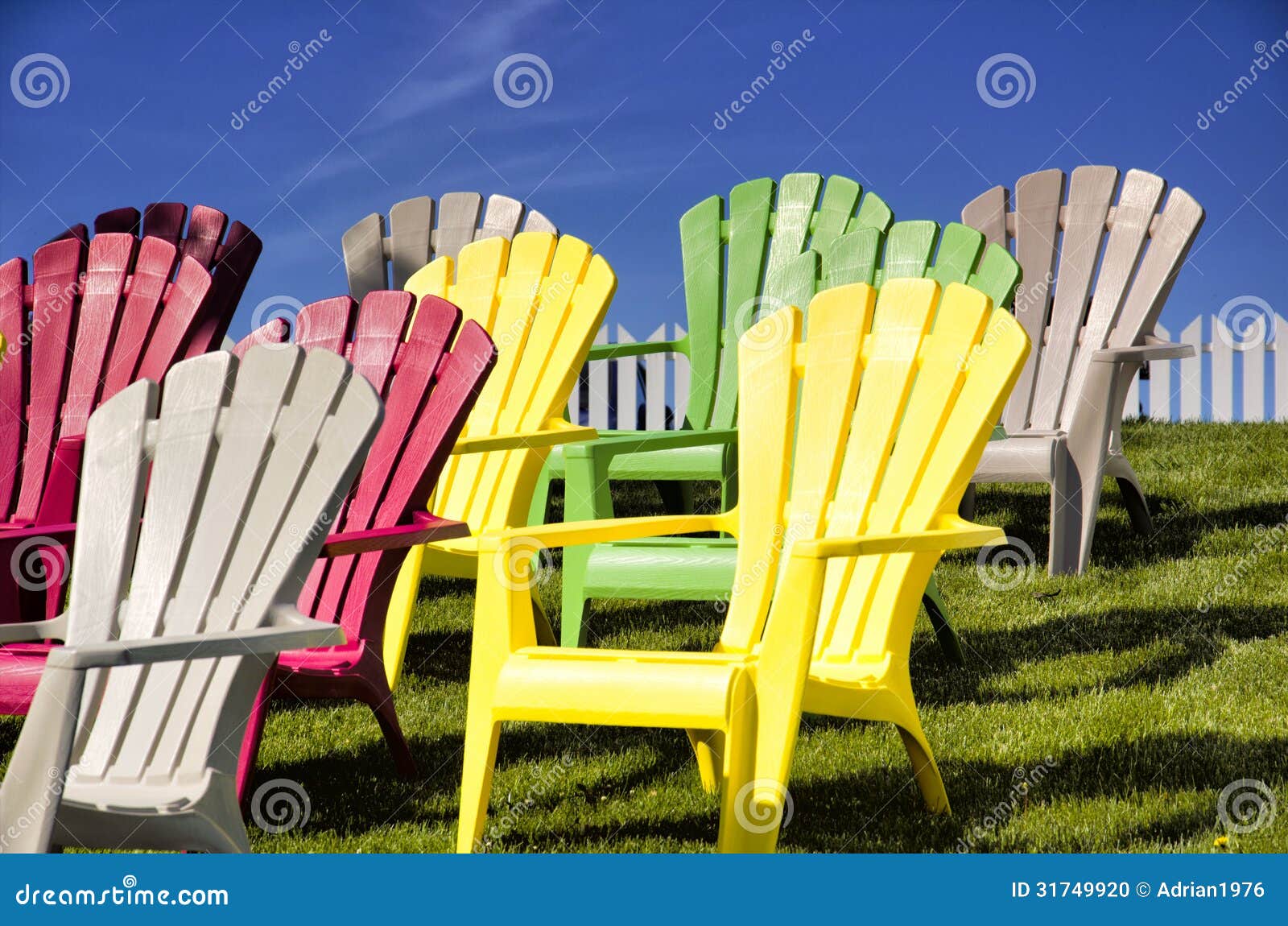 Multicolored Chairs Outdoor Stock Photo - Image of plastic, daylight ...