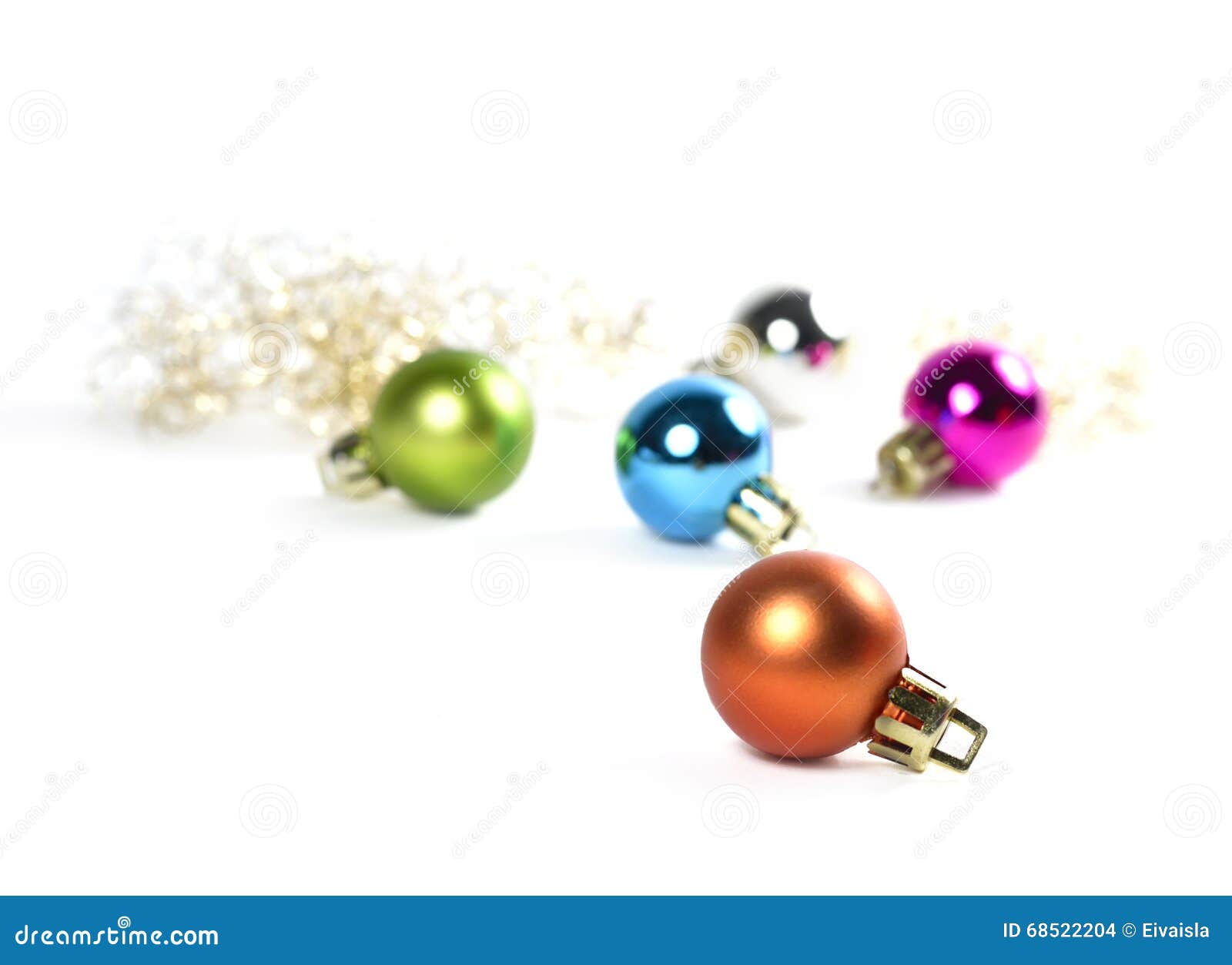 Multicolored Christmas Tree Balls with Copy Space Stock Photo Image