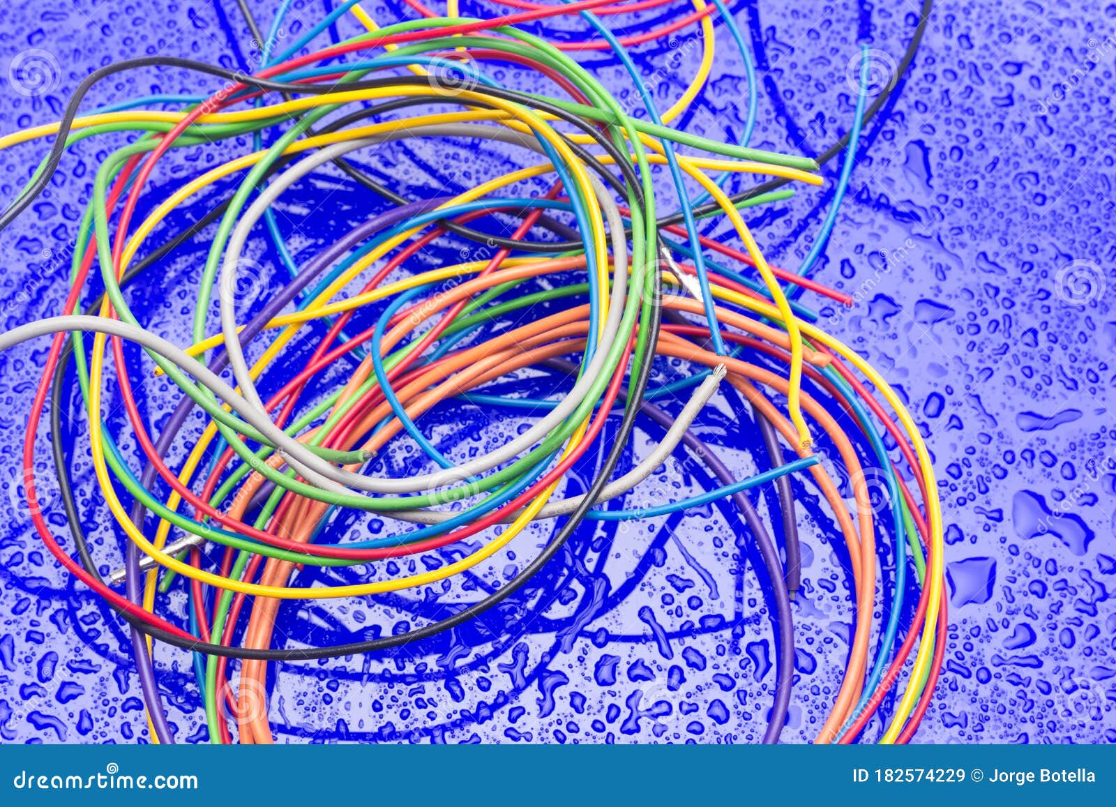 Multicolored Copper Cables for Electricity Transmission Stock Image