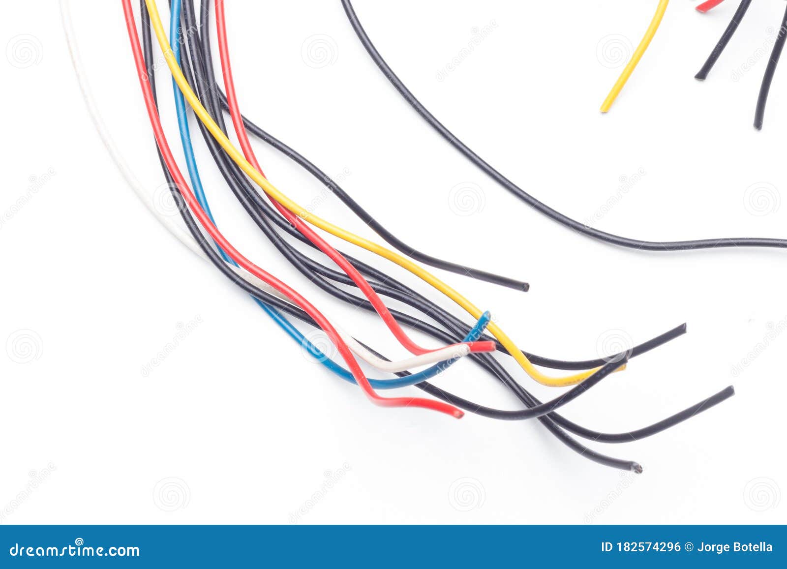 Multicolored Copper Cables for Electricity Transmission Stock Photo