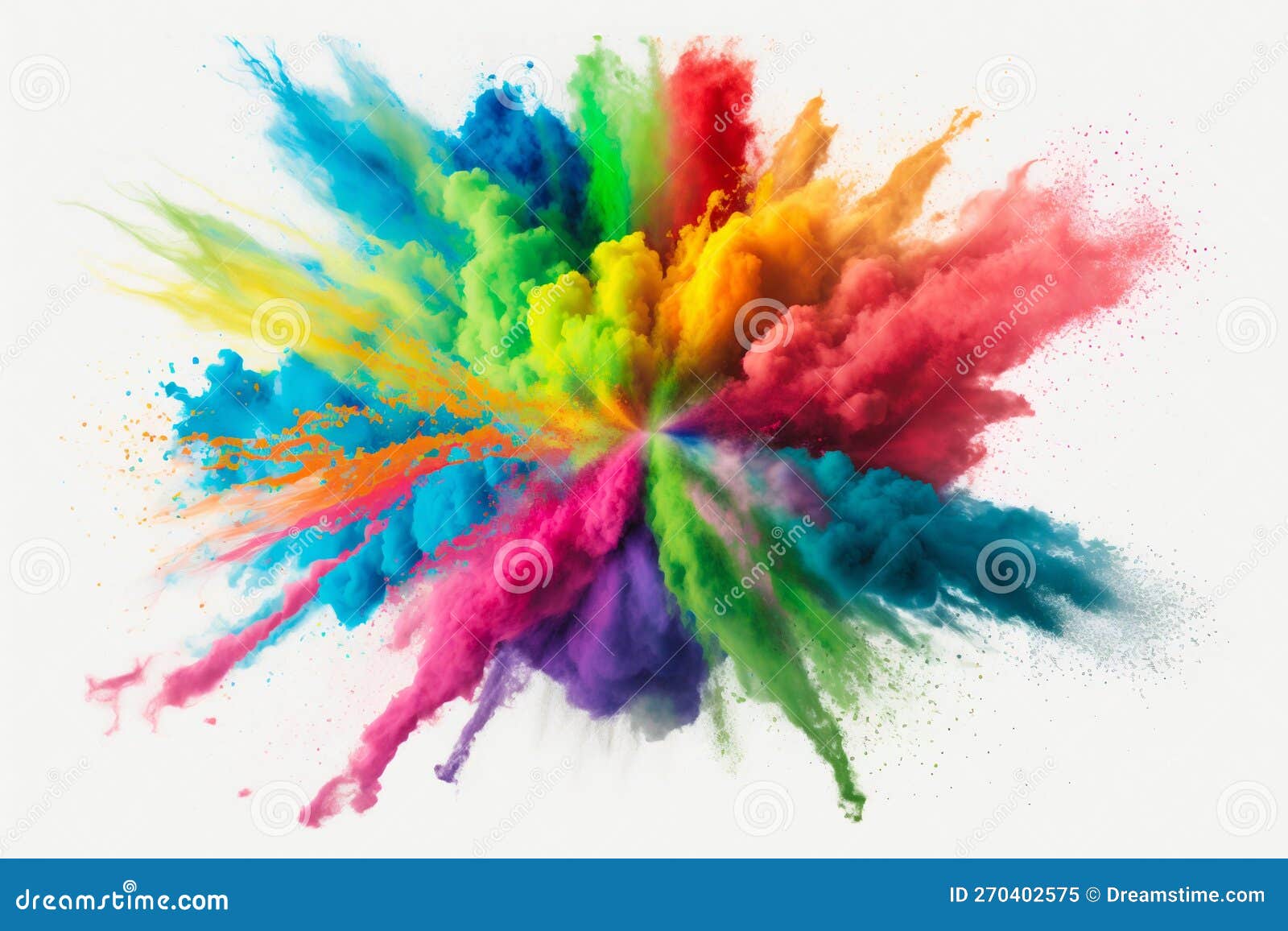 Multicolored Explosion of Rainbow Holi Powder Paint. Generative AI Stock Image Image of