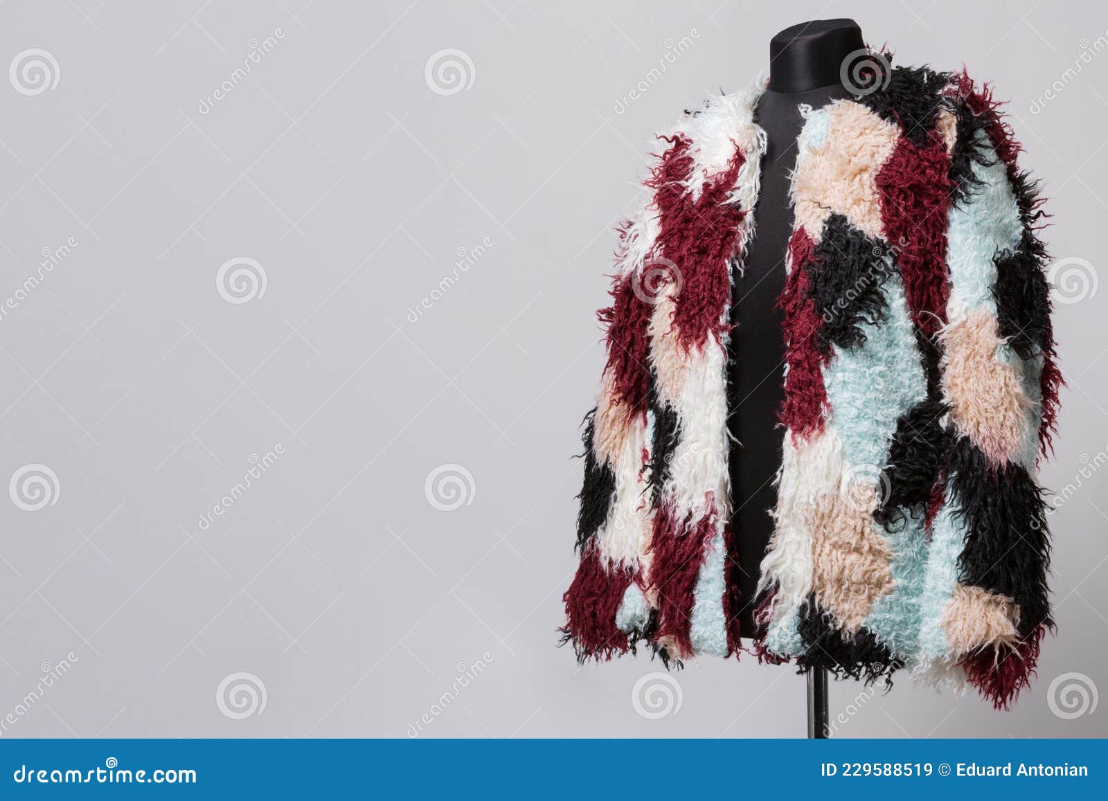 Multicolored Faux Fur Coat, on Mannequin, Autumn Shopping Concept Stock ...