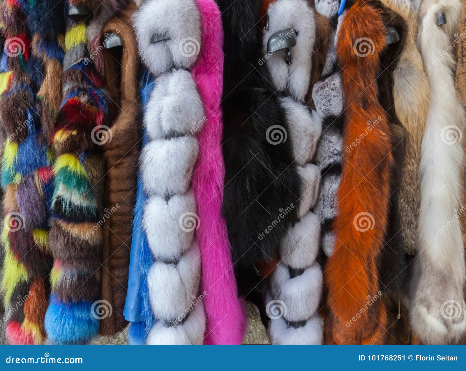 Multicolored Faux Fur Coats Stock Image - Image of color, hair: 101768251