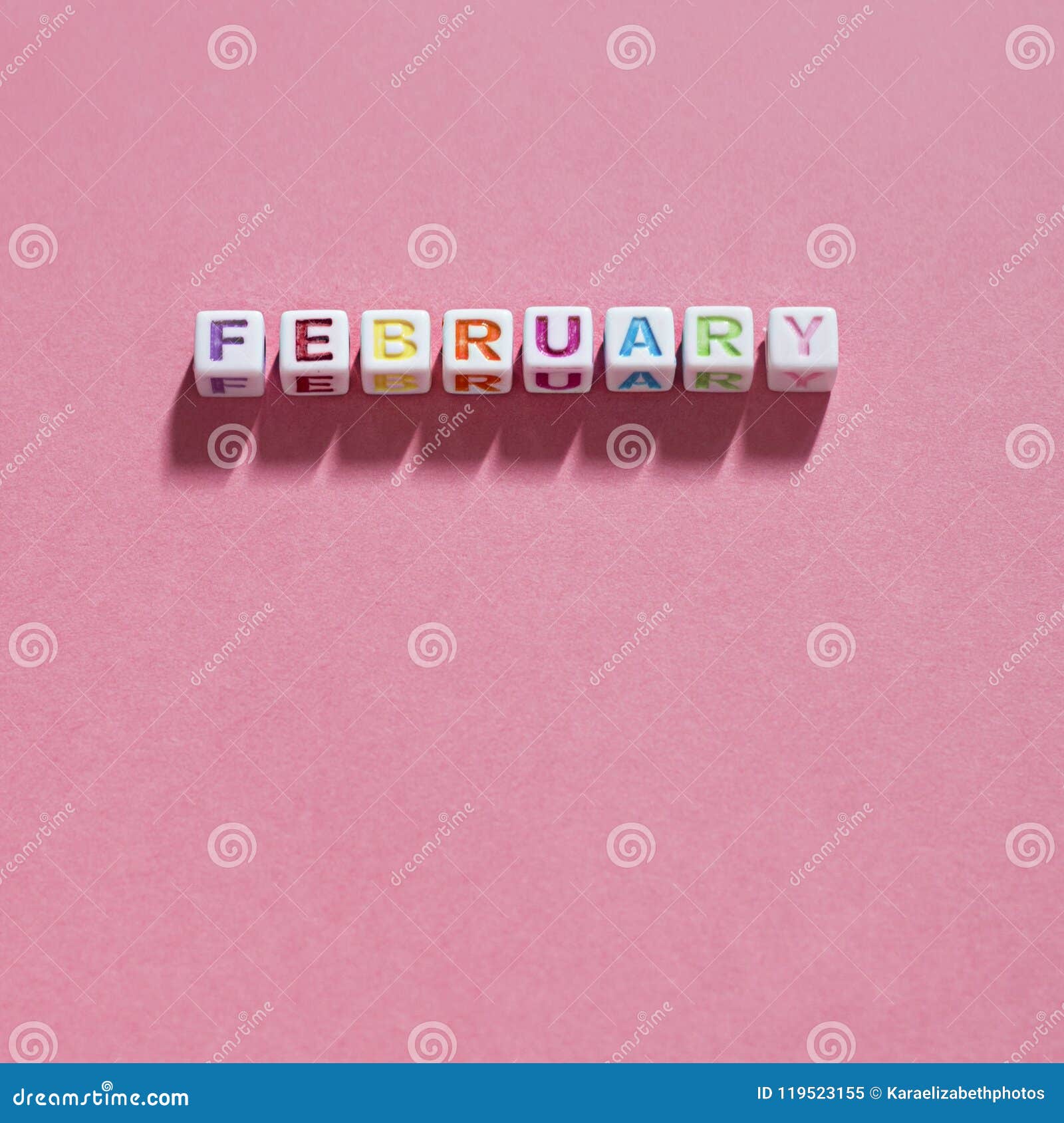 Multicolored February On A Pink Background Stock Image Image Of Date