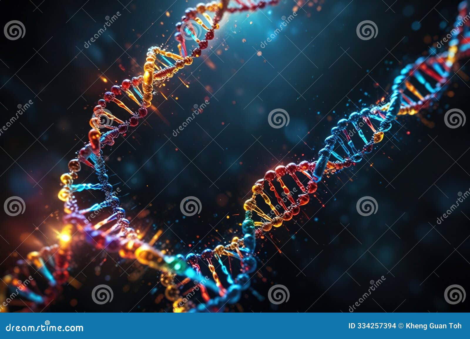 multicolored glowing dna, genetic encoding 