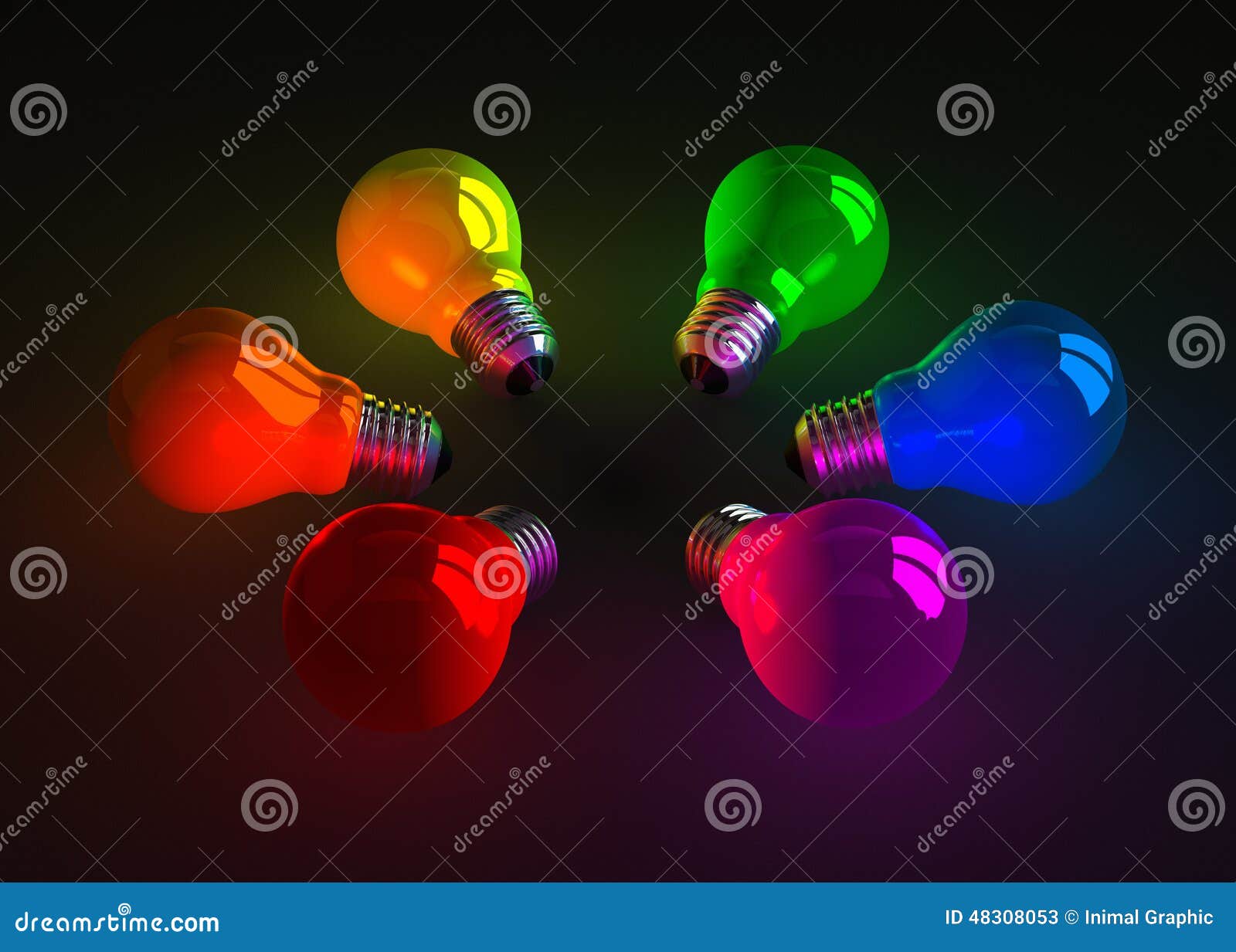 multicolored glowing light bulbs lying on dark
