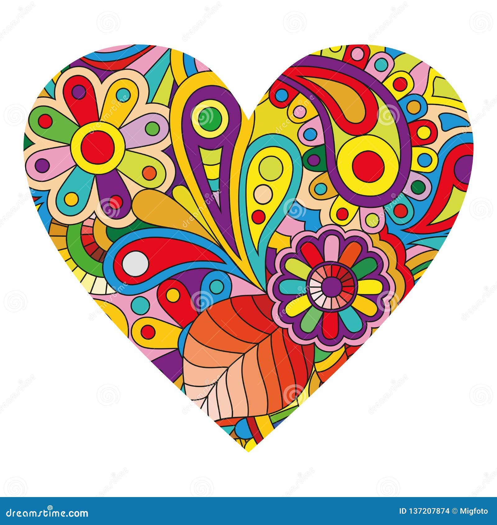 Multicolored Heart on White. Stock Vector - Illustration of tenderness