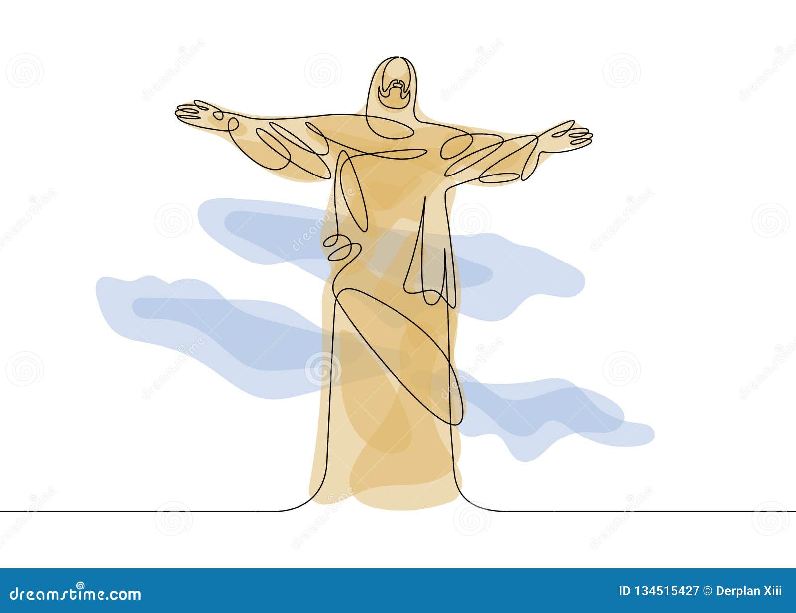 Jesus One Line Cartoon Vector | CartoonDealer.com #134515427