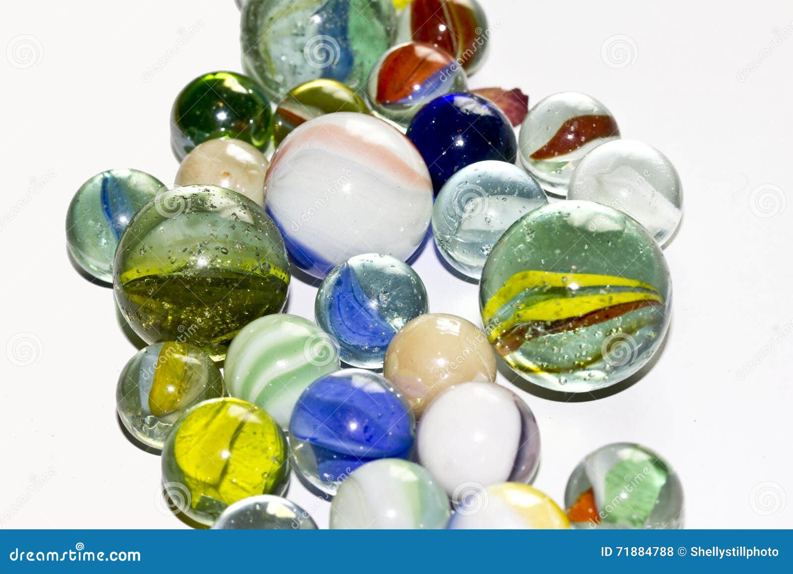 Multicolored Marbles on White Background Stock Photo Image of blue