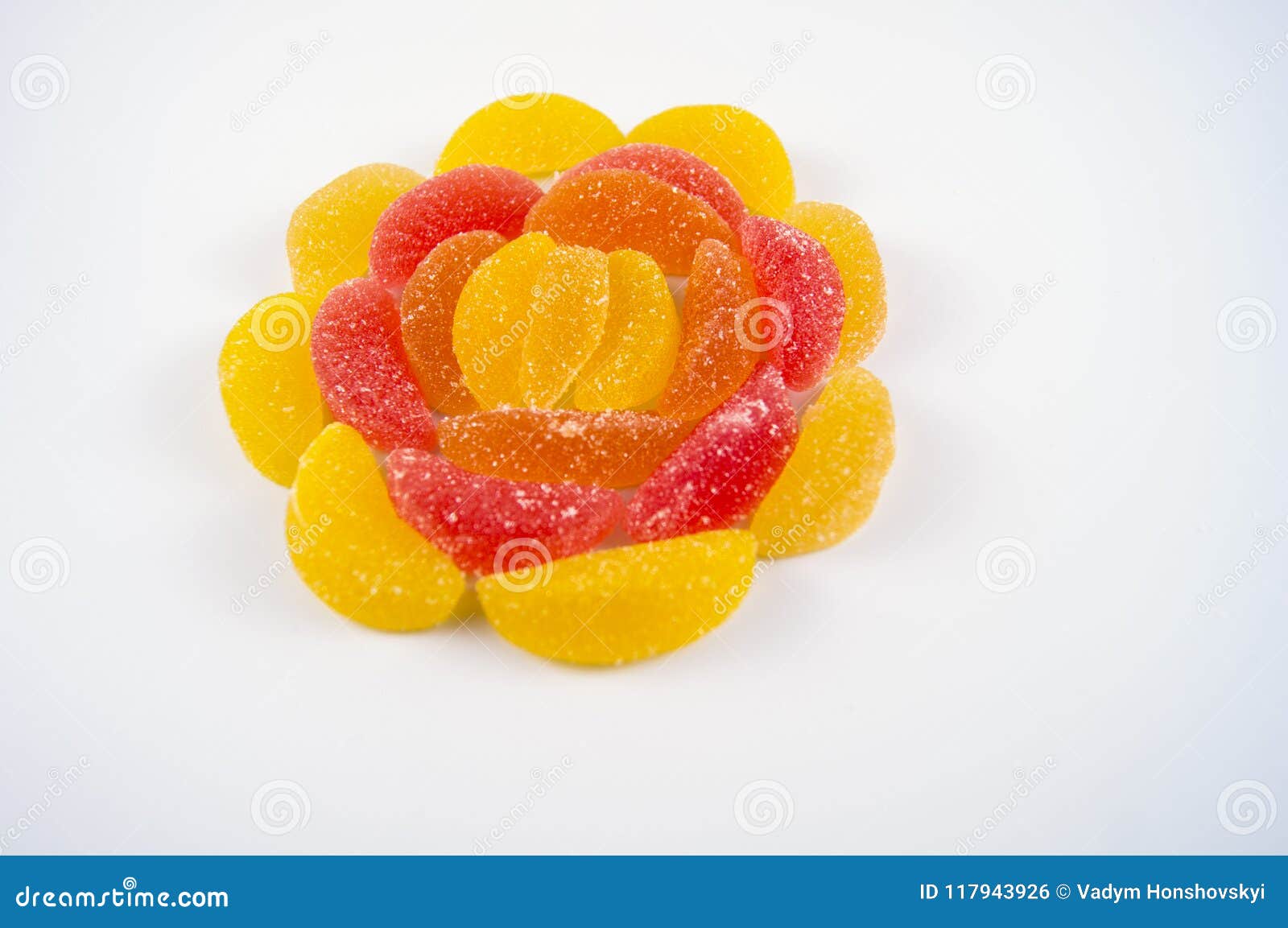 Multicolored Marmalade Lined in the Form of a Flower Stock Photo