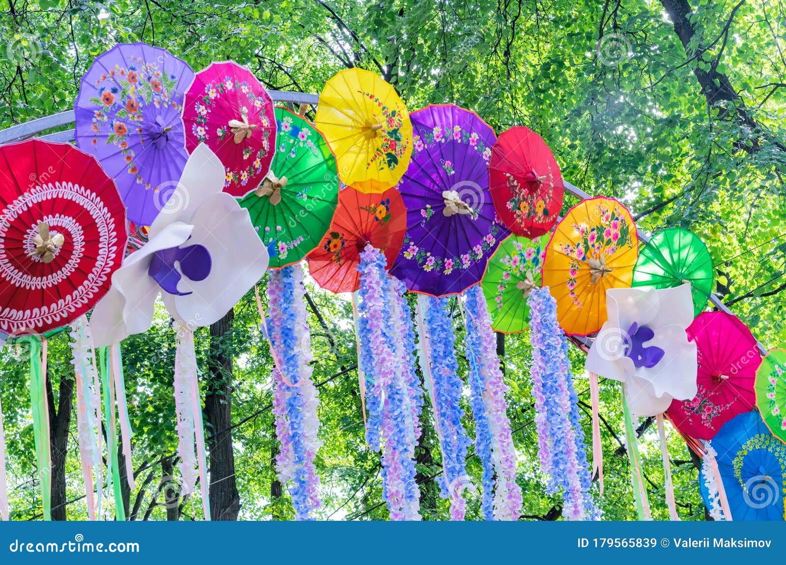 Multicolored Paper Umbrellas in the Asian Style Stock Image - Image of