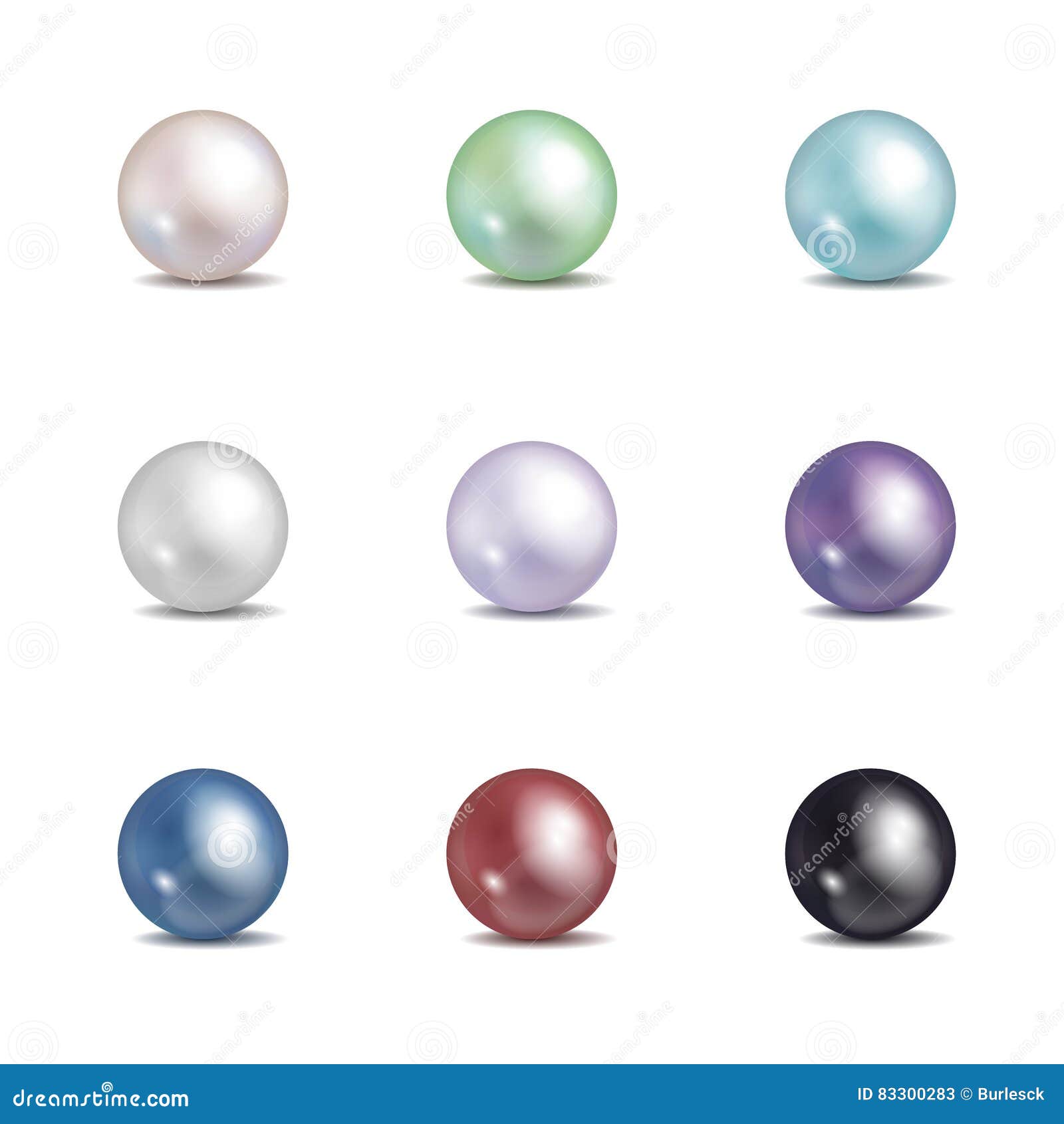 multicolored pearls.  jewellery nacre beads  on white background