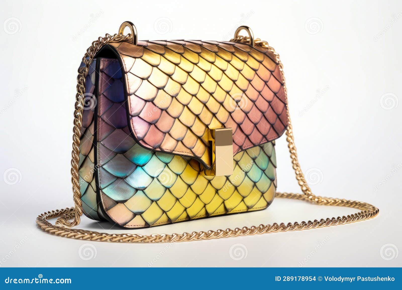 multicolored purse gold chain strap gold lock generative ai multicolored purse gold chain strap gold lock 289178954
