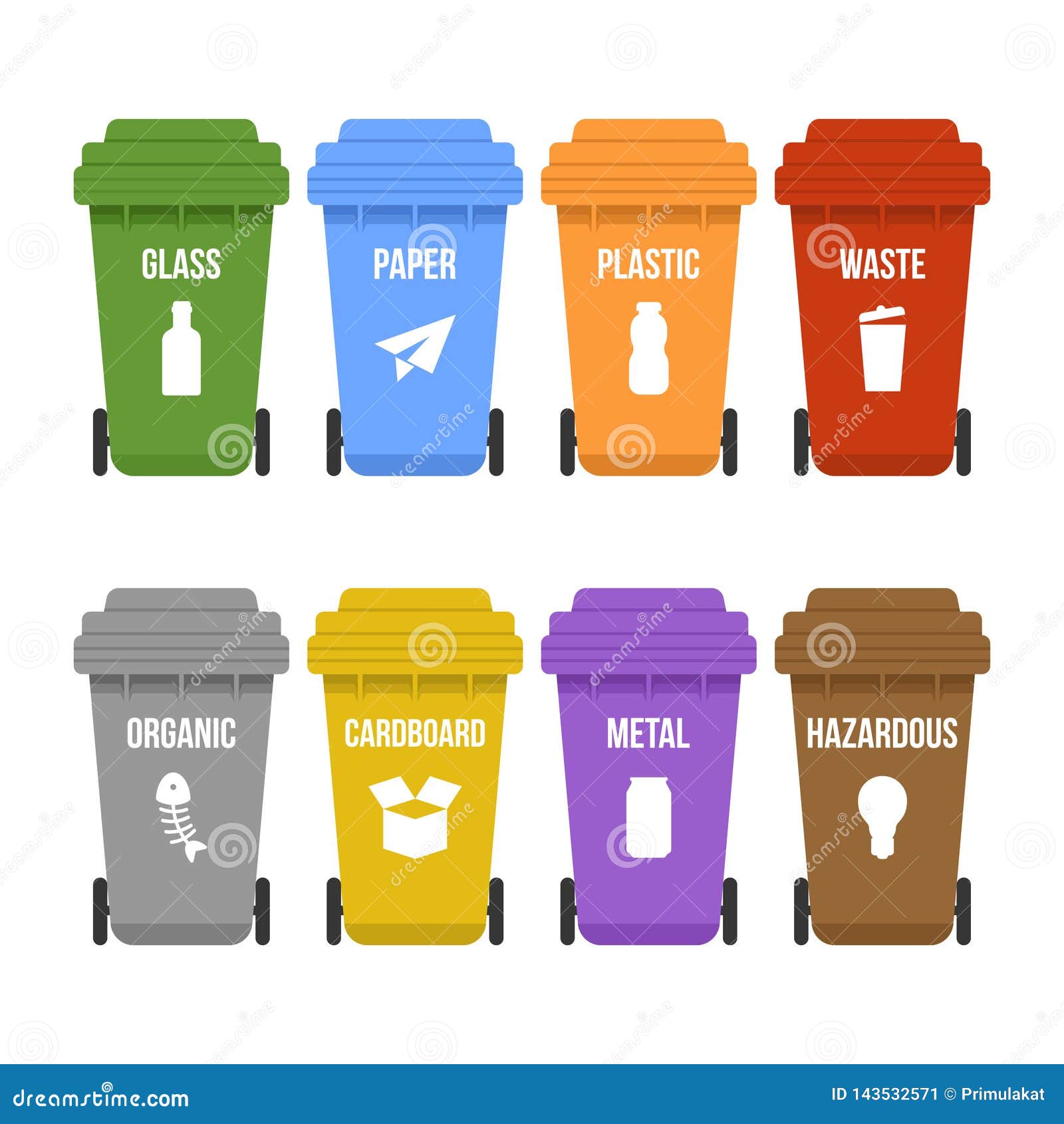 Different Colored Recycle Waste Bins Vector Illustrat - vrogue.co