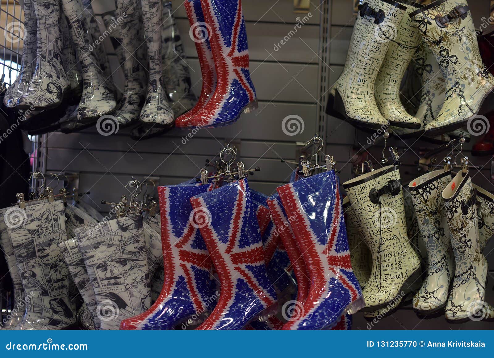 Multicolored Rubber Boots in the Store Editorial Image - Image of ...